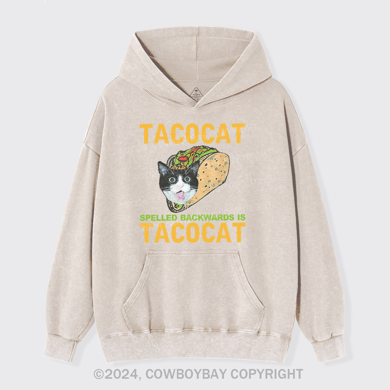 Tacocat Spelled Backwards Is Tacocat Garment-Dye Hoodies