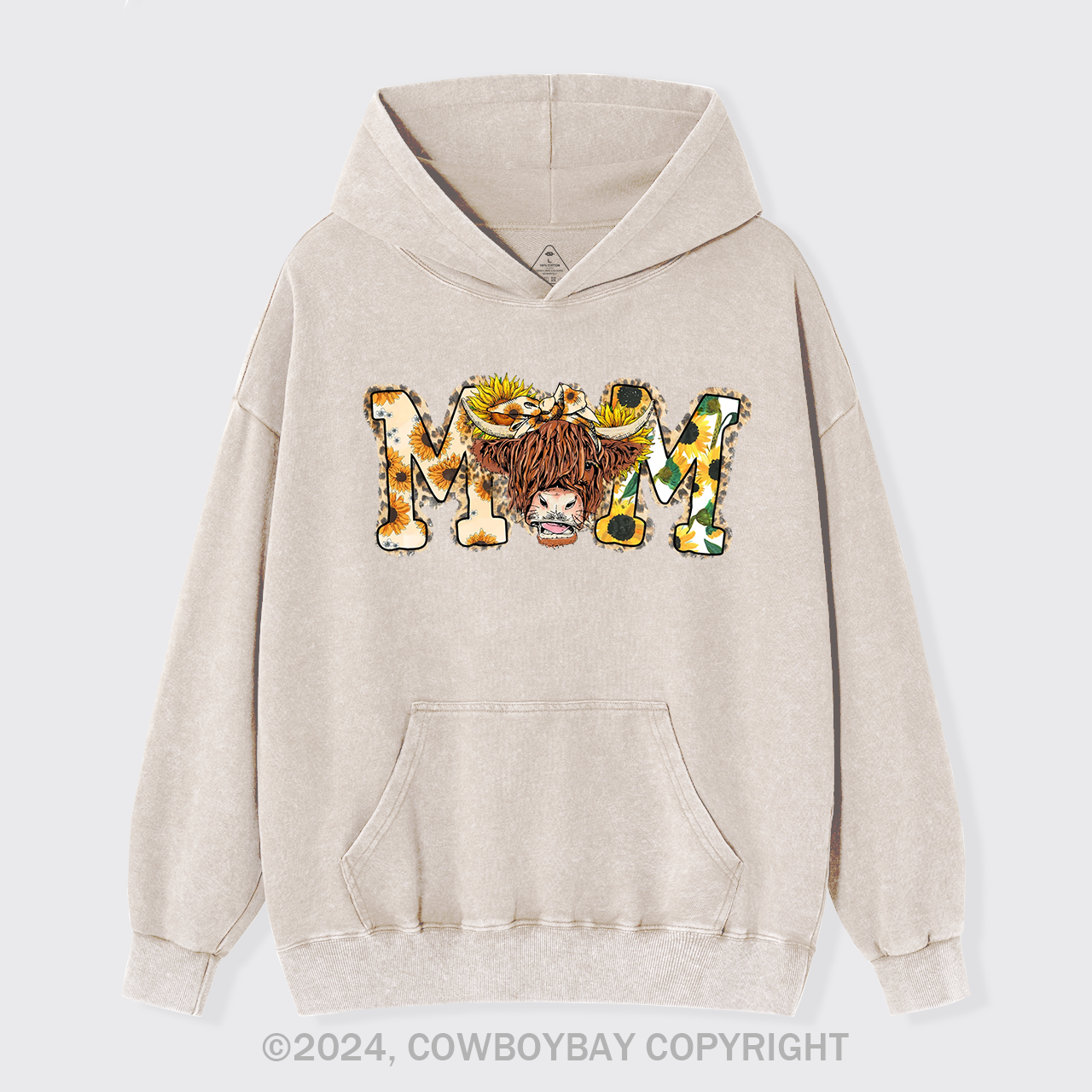 Mom Cow Western Garment-Dye Hoodies