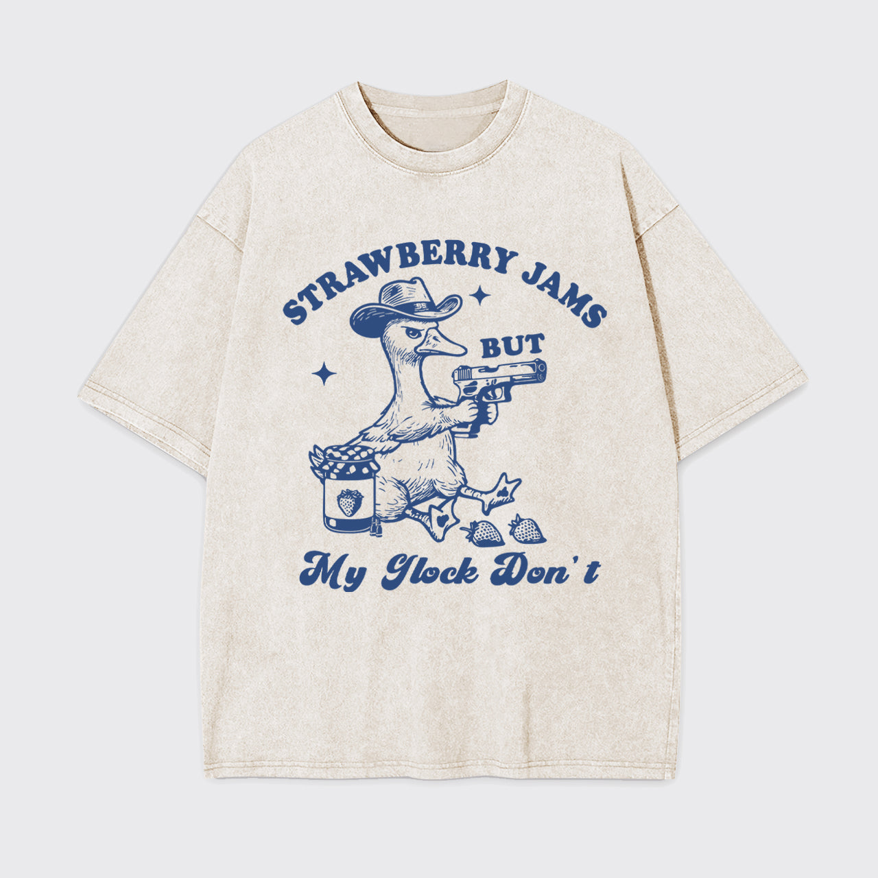 Funny Goose-Strawberry Jams But My Glock Don't Garment-dye Tees