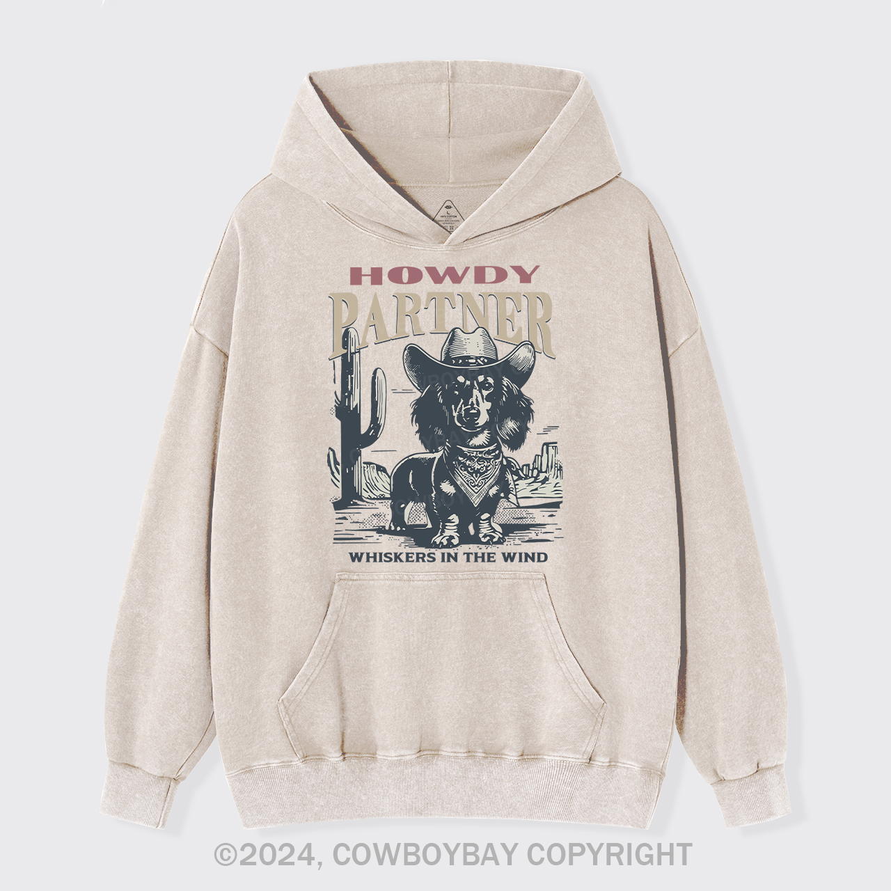 Howdy Partner Cowboy Dog Garment-Dye Hoodies