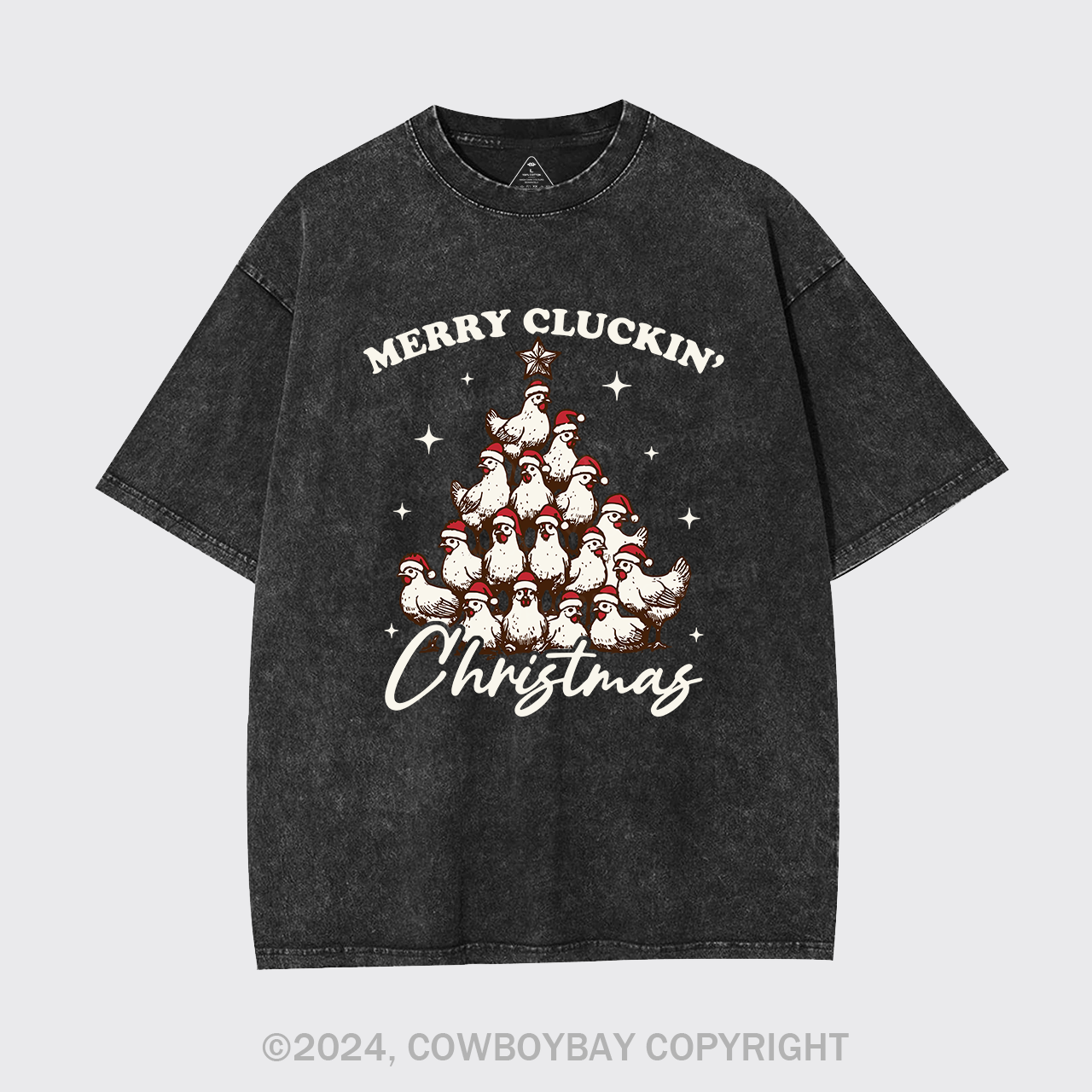 Merry Christmas Chickens Garment-dye Tees