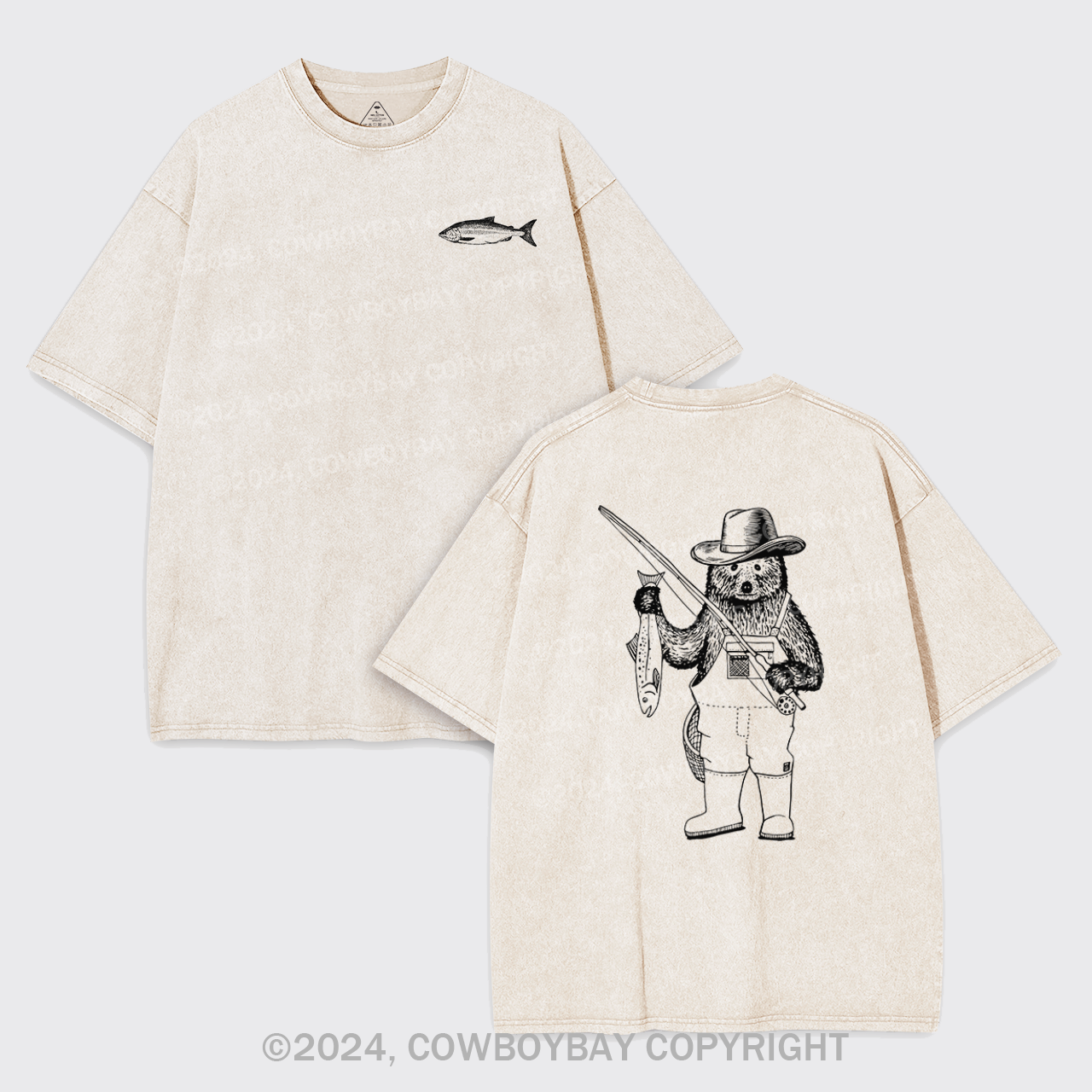 Fishing Bear Garment-dye Tees