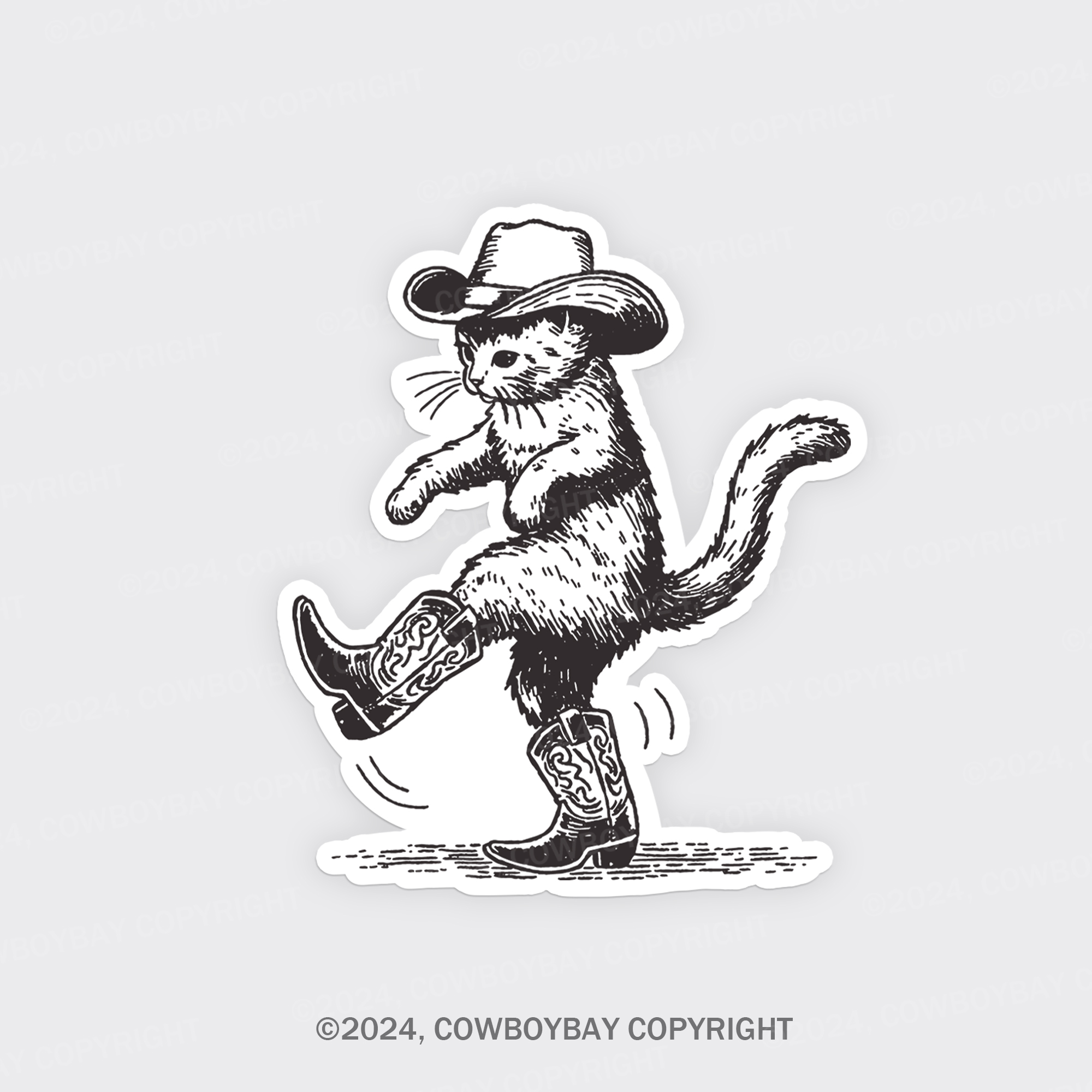 Cowboy Cat Looking for Fish Fridge Magnet