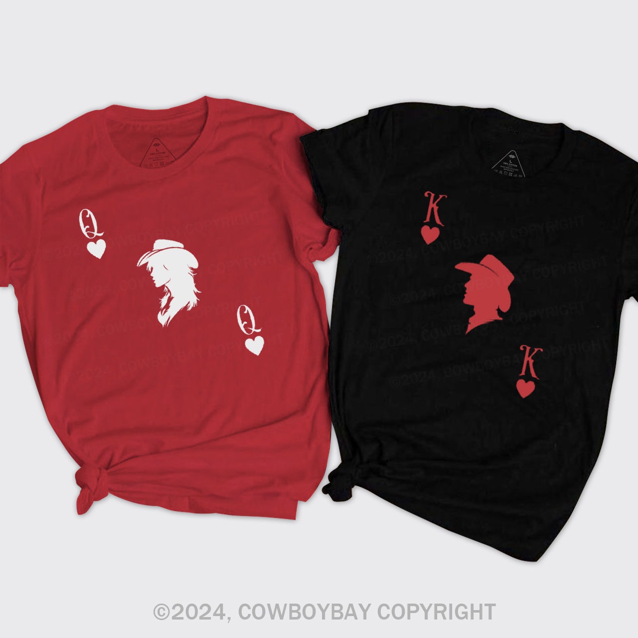 Red King And Queen Of Hearts Couples T-Shirts