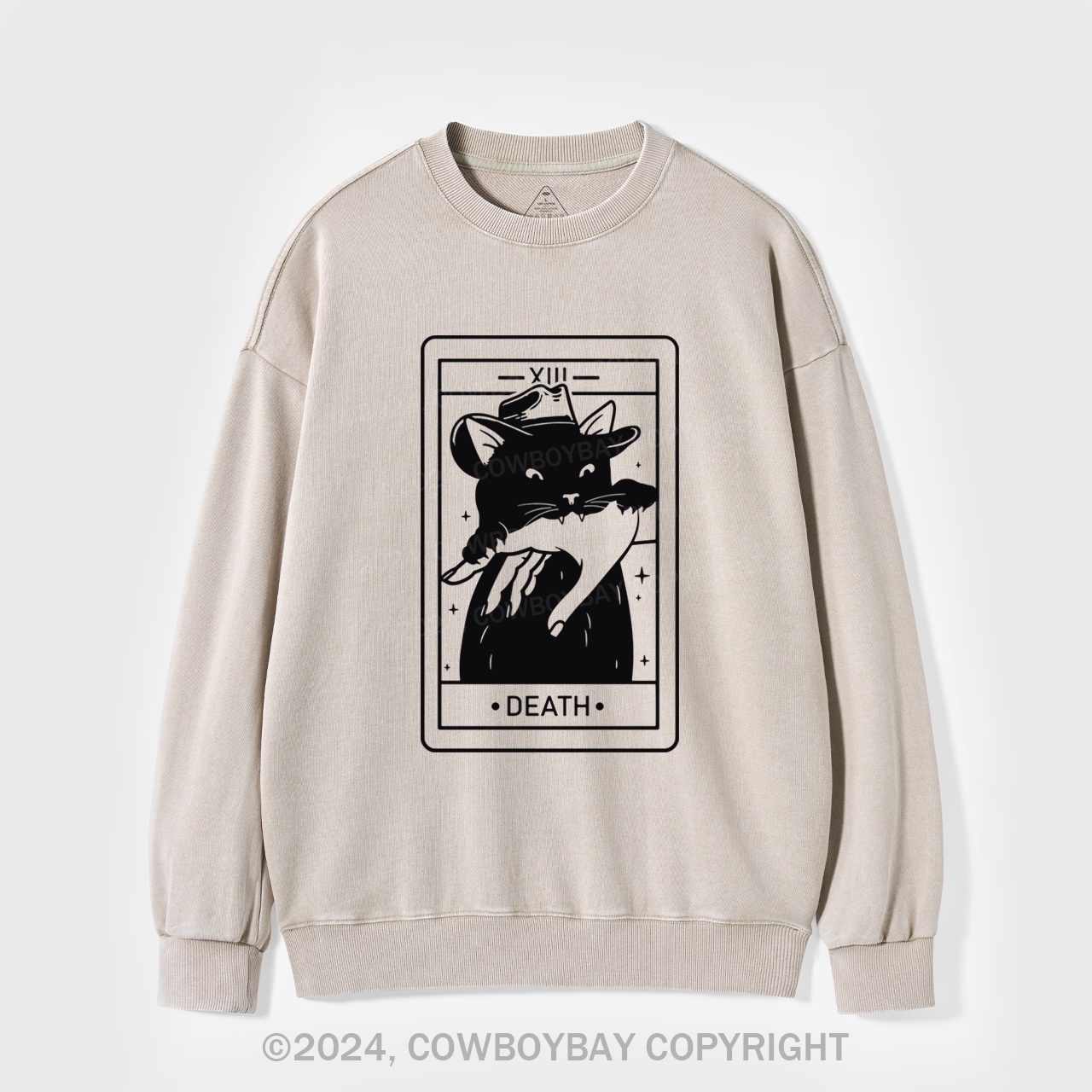 Tarot Death Witchy Cat Washed Sweatshirts