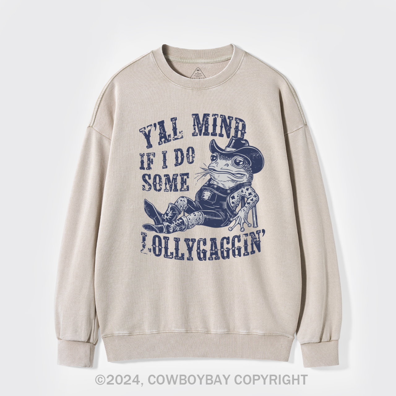 If I Do Some Lollygagging Funny Cowboy Frog Washed Sweatshirts