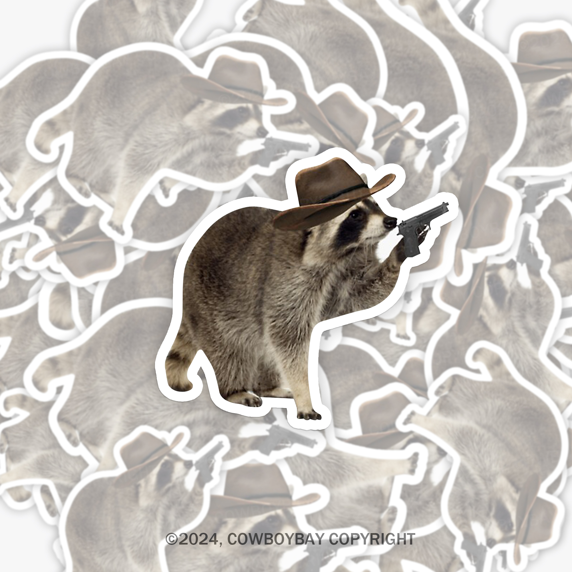 Cowboy Raccoon Sticker