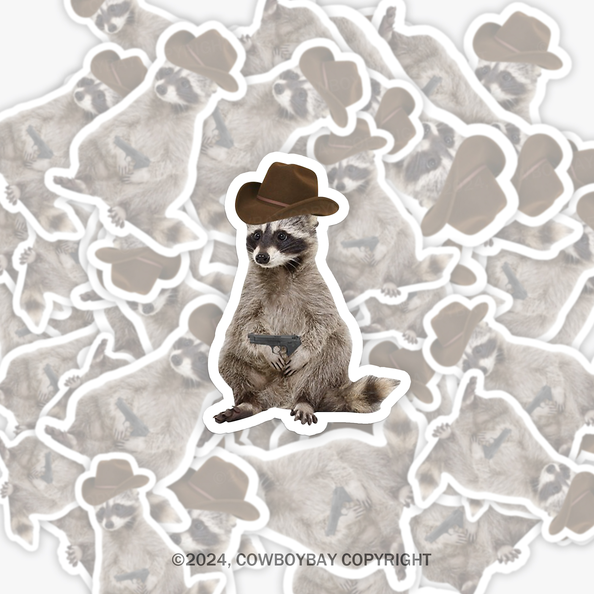 Cowboy Raccoon Sticker