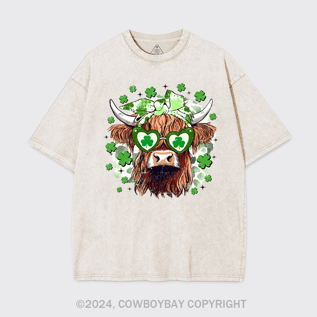 St Patrick's Day Highland Cow Garment-dye Tees