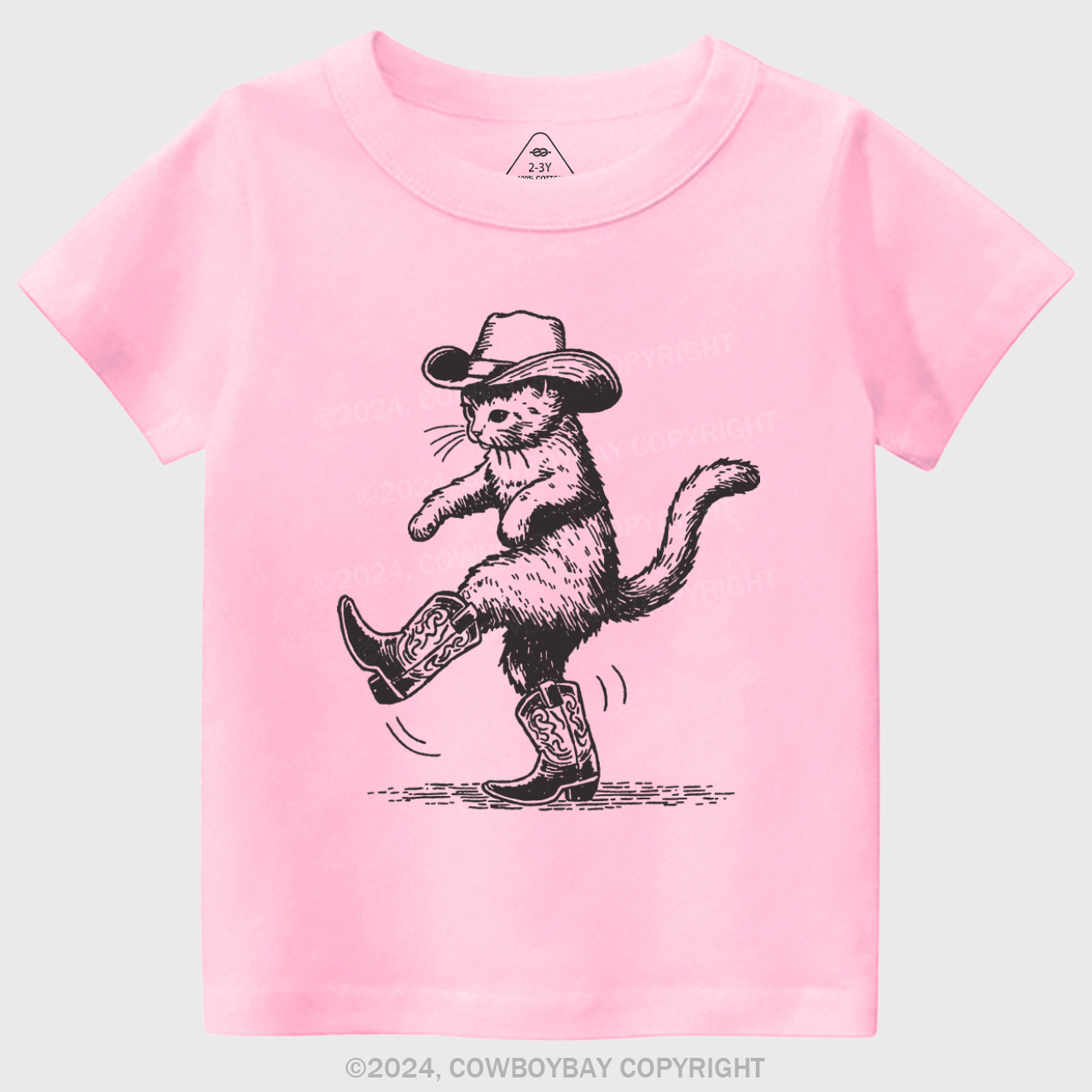 Cowboy Cat Looking for Fish Kids T-shirt