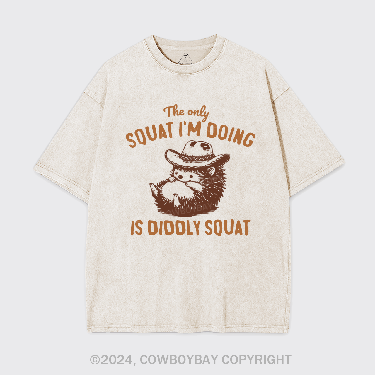 Funny Cowboy Racoon In Vintage Style Garment-dye Tees