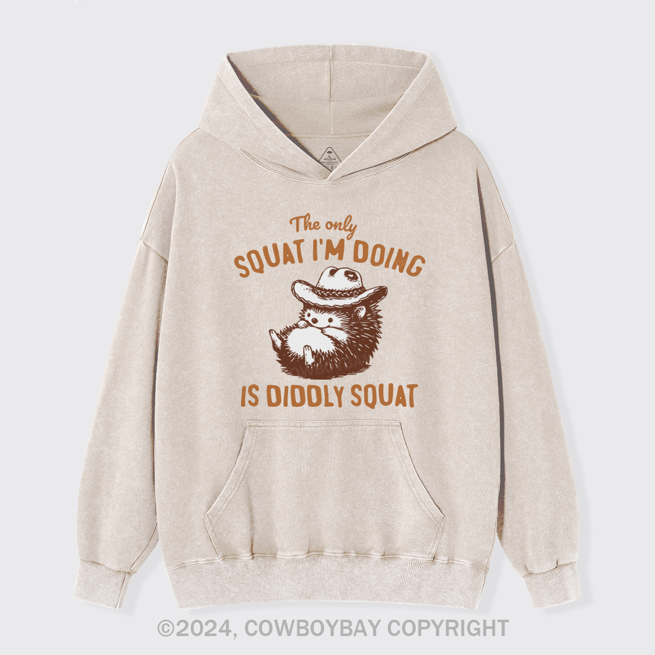 Funny Cowboy Racoon In Vintage Style Garment-Dye Hoodies