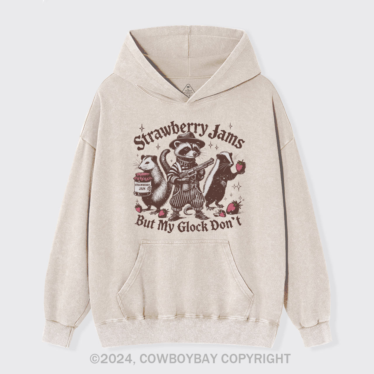 Strawberry Jams But My Glock Don't Garment-Dye Hoodies