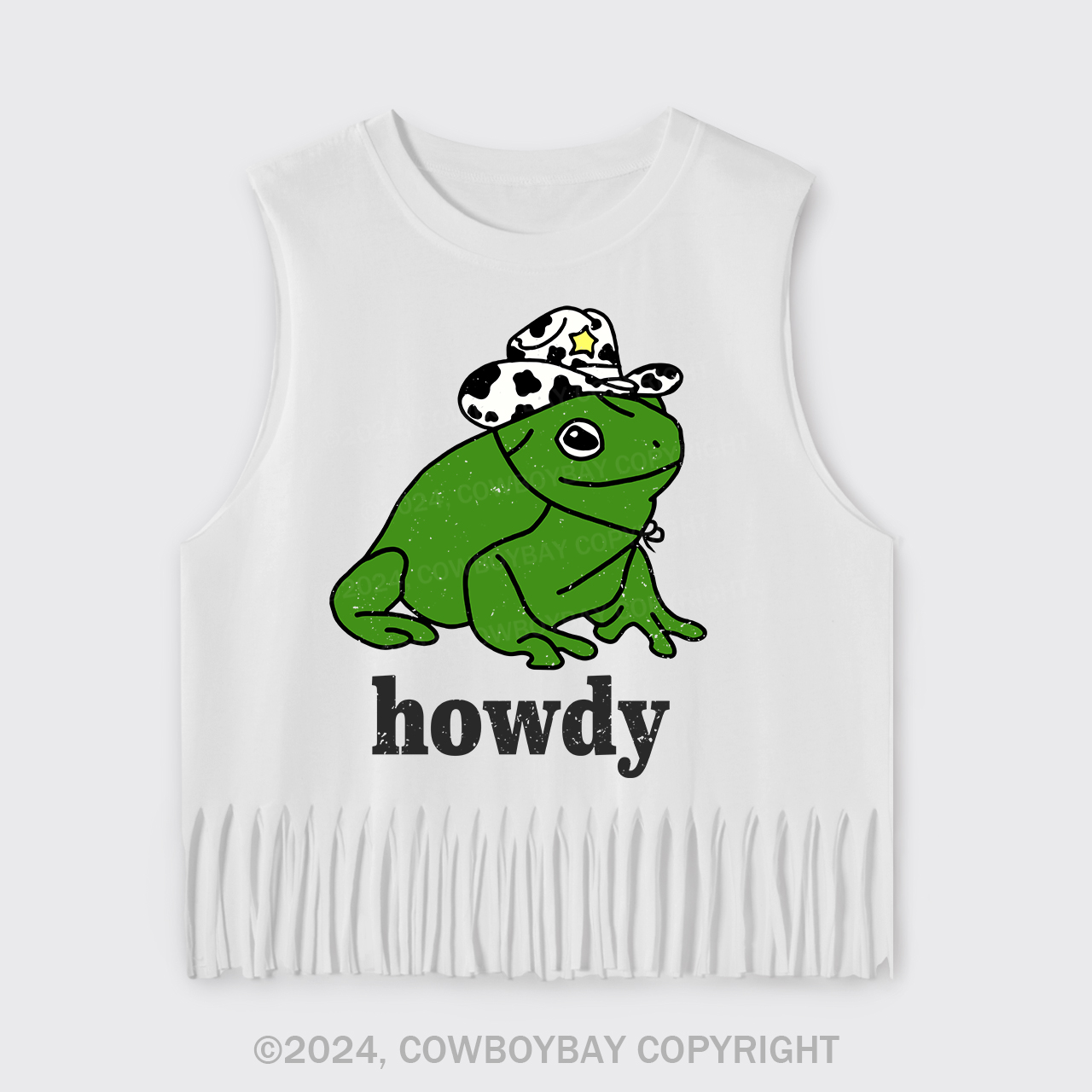 Howdy Cute Frog Fringe Tank