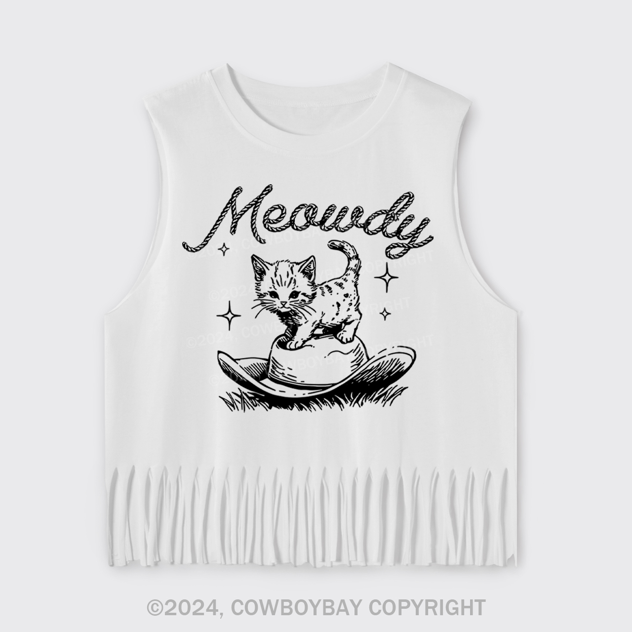 Meowdy Cute Kitten Cat  Fringe Tank