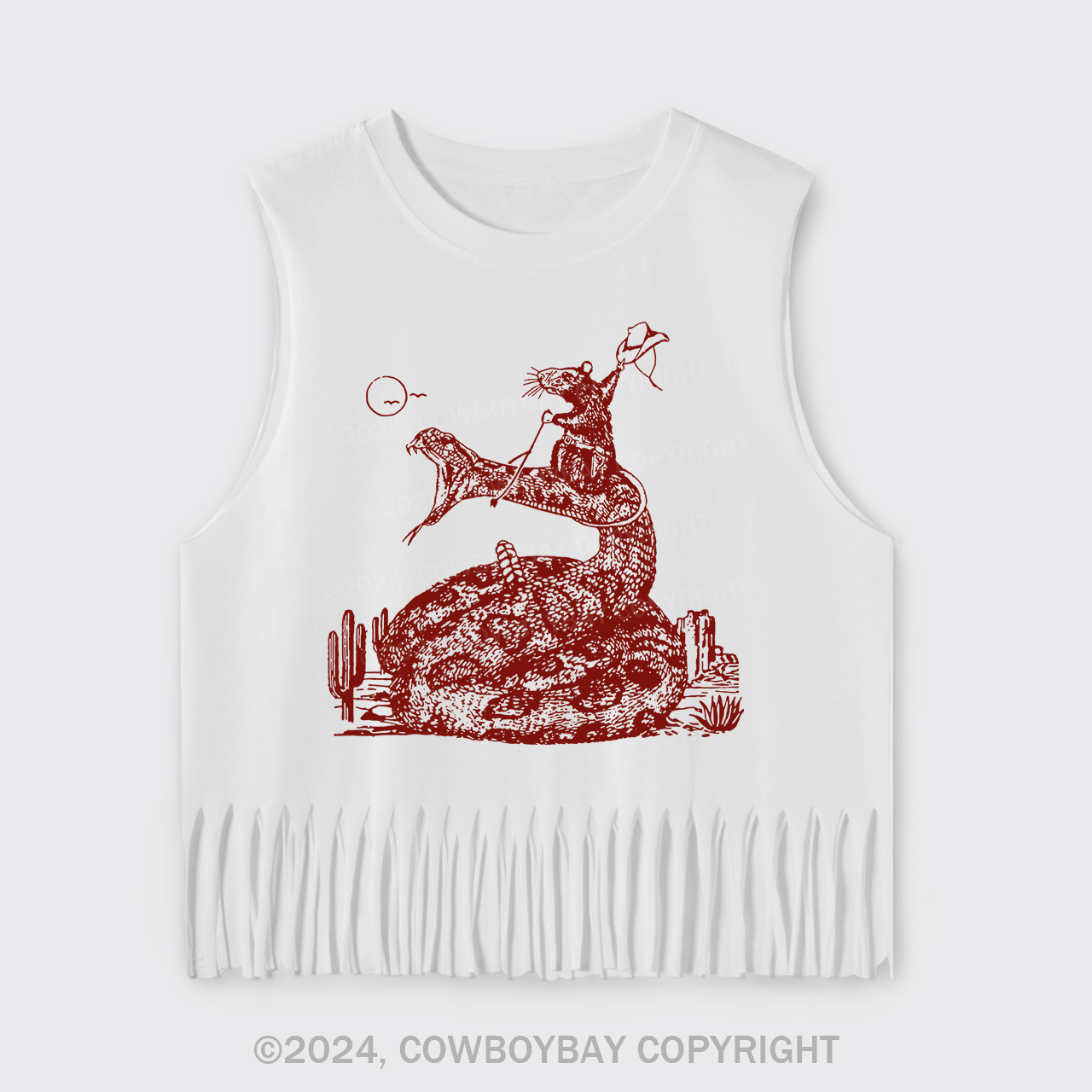 Funny Cowboy Mouse Fringe Tank