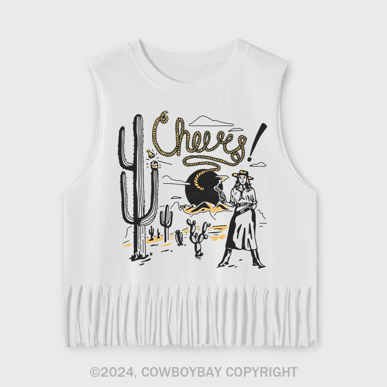Cheers Cowgirls Fringe Tank