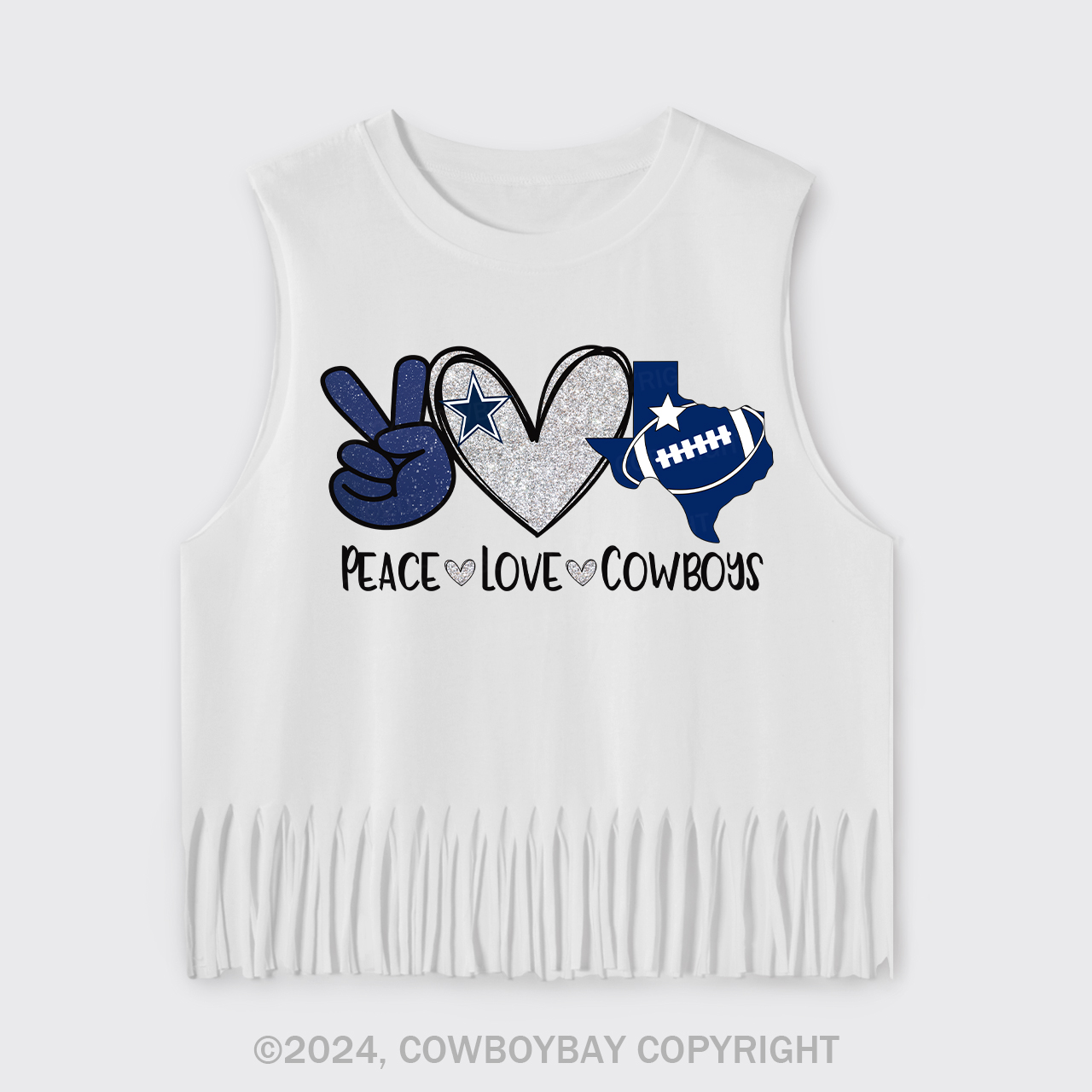 Peace Love America's Team Cowboys Fringe Tank