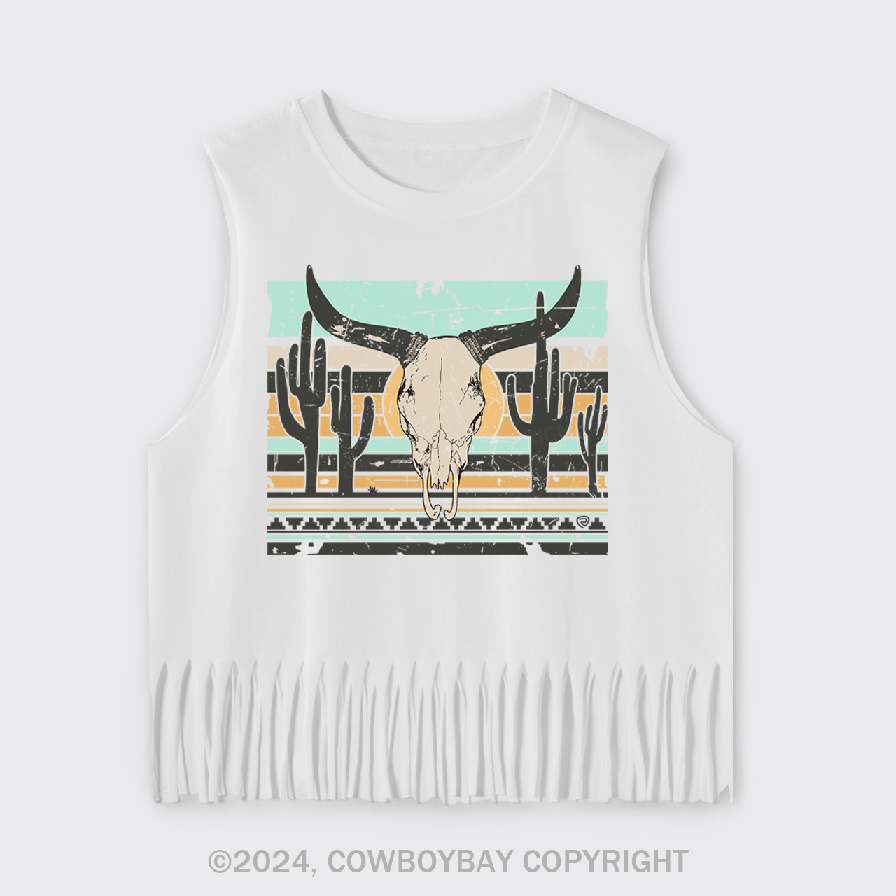 West Wild  Cow Bull Fringe Tank