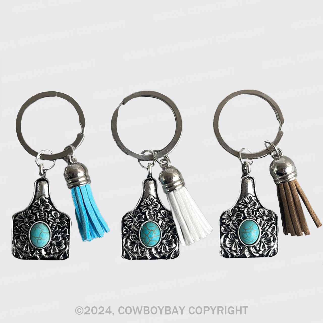 Western Cow Tag Keychain