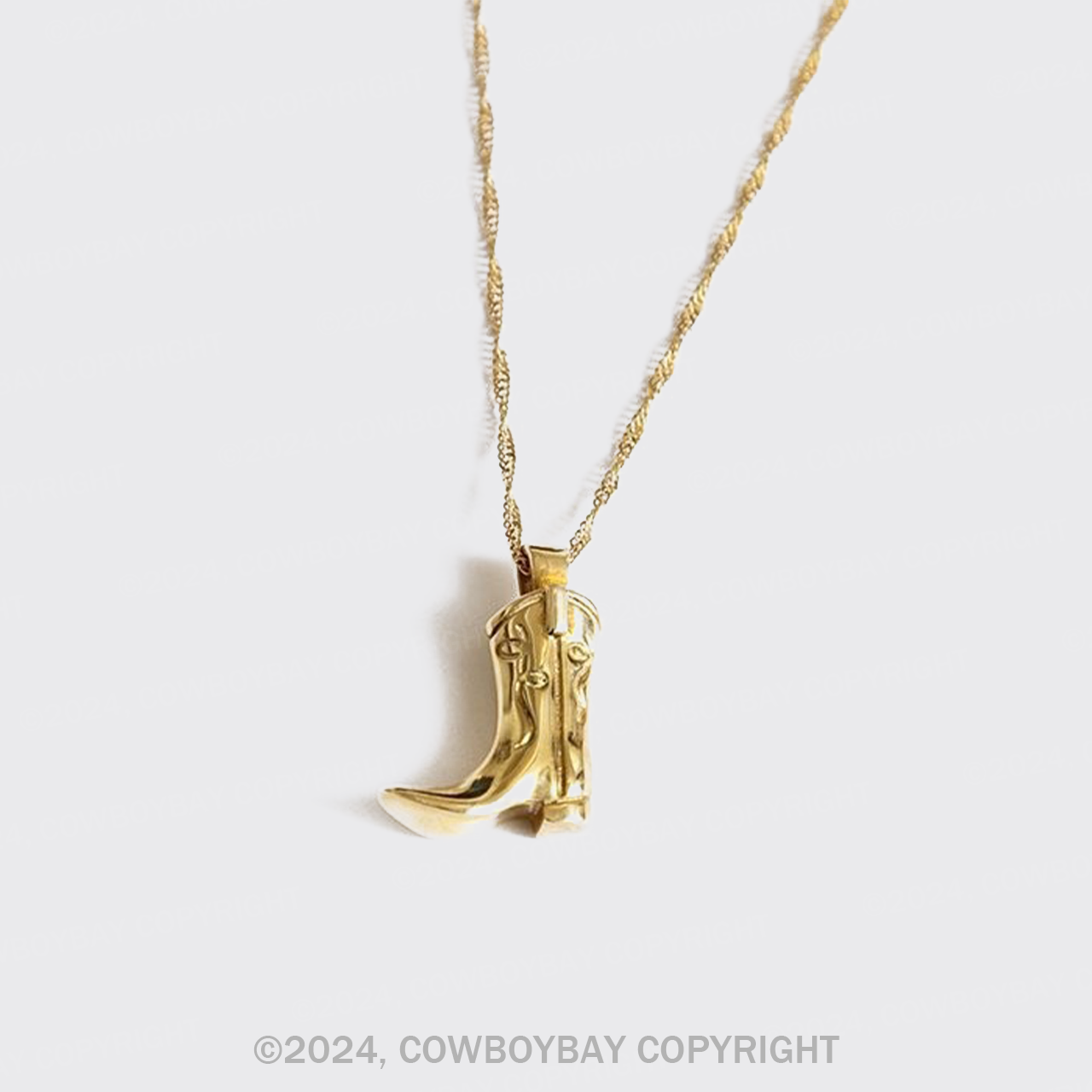 Gold Cowboy Boots Charm Necklace