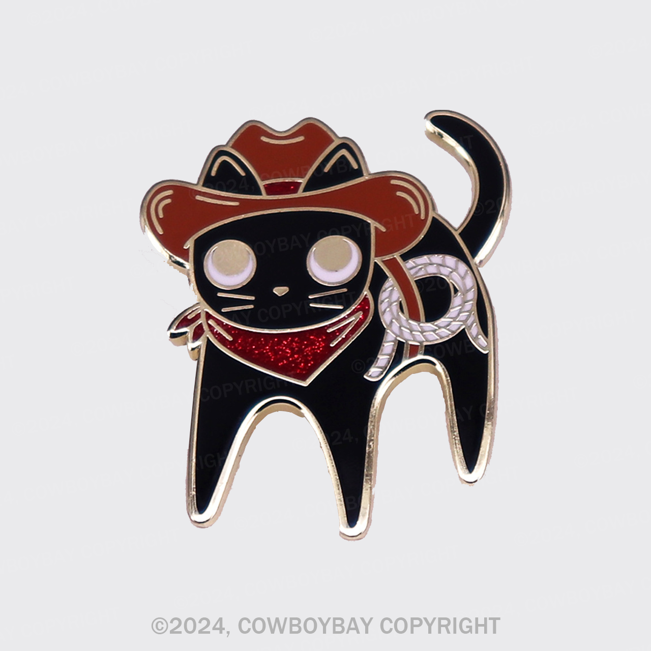 Western Cowboy Black Cat_Cowboybay Pin