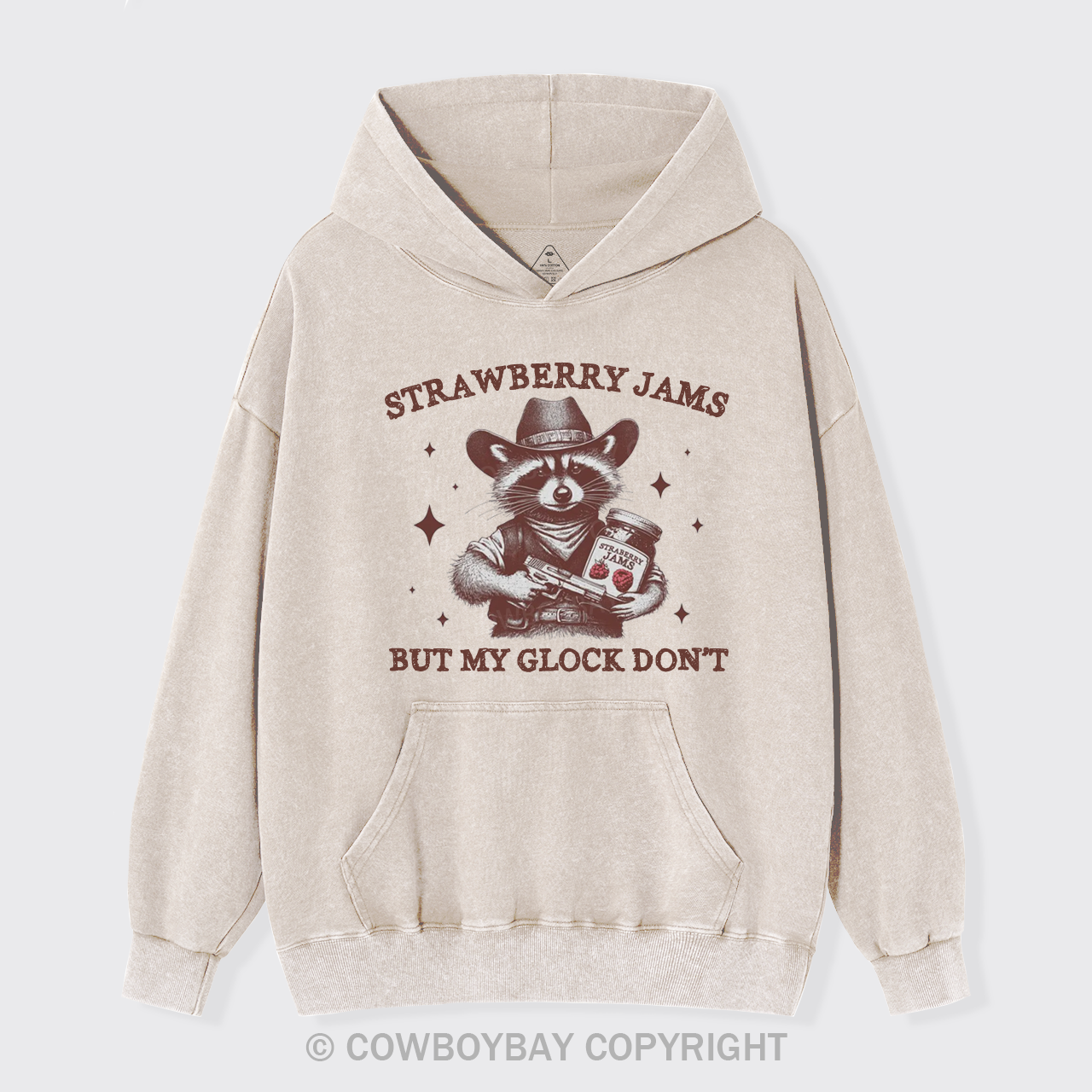 Retro Western Raccoon Garment-Dye Hoodies