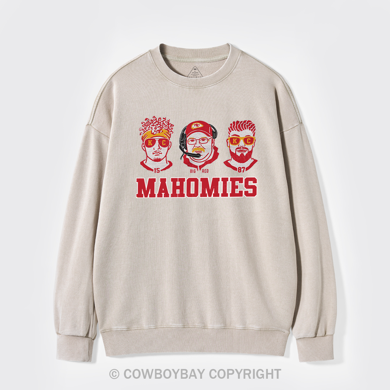 Funny KC Football Mahomies Washed Sweatshirts