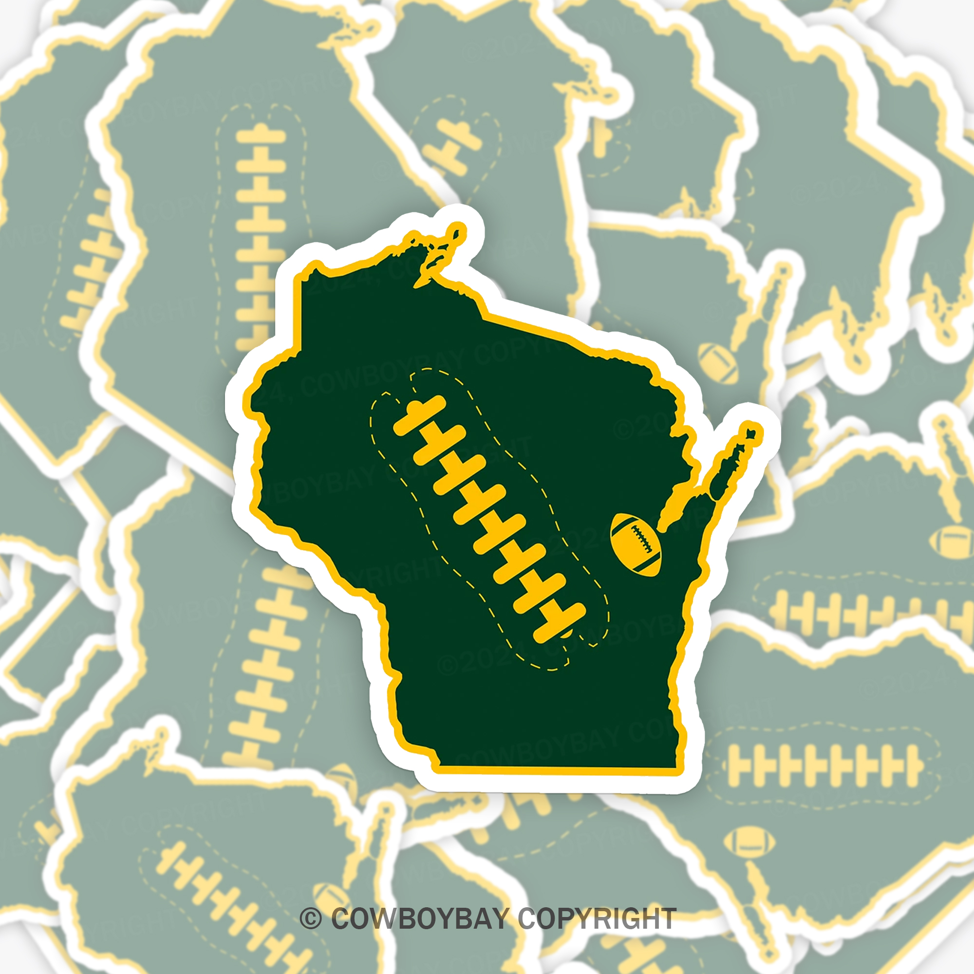  Wisconsin Football Green And Gold Sticker 