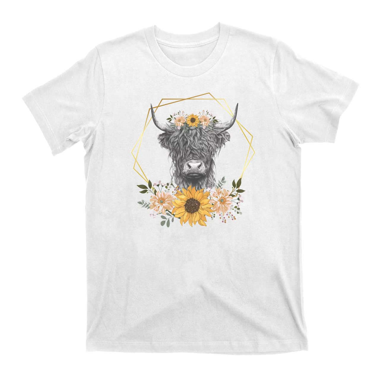 Highland Cow Sunflower Sea Valentine T-Shirts