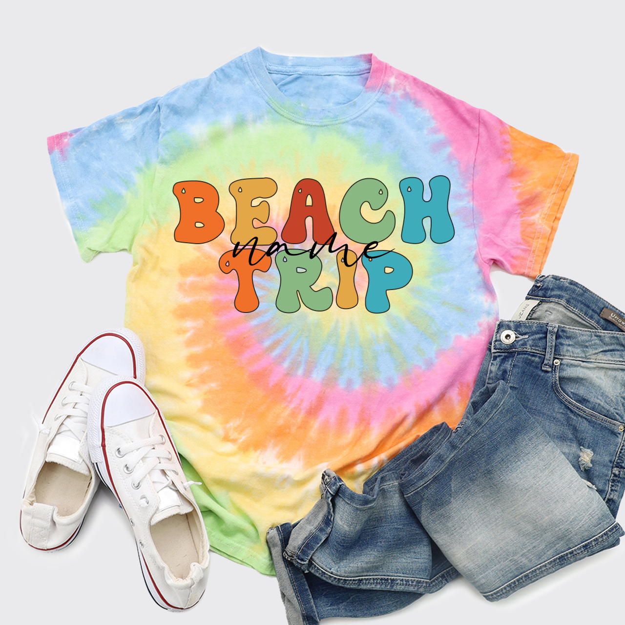 Personalized Name Beach Trip Tie Dye Shirts