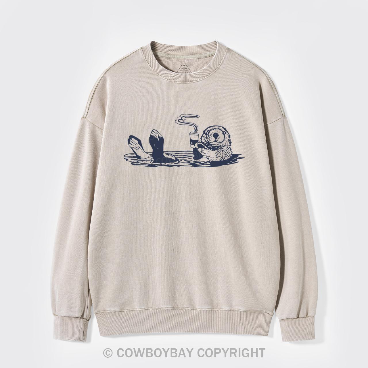 Otters Drink Coffee Washed Sweatshirts