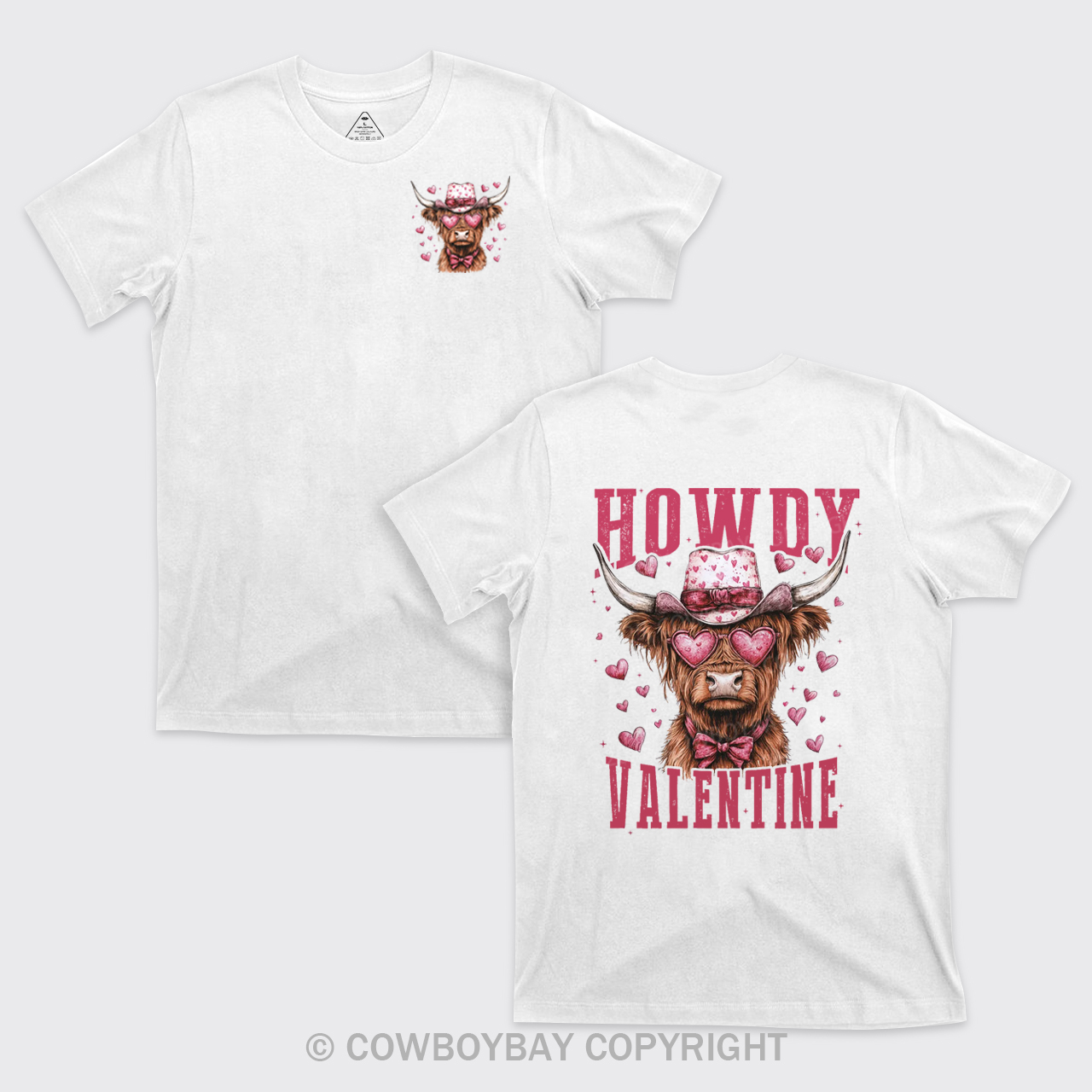 Valentine Highland Cow T-Shirts