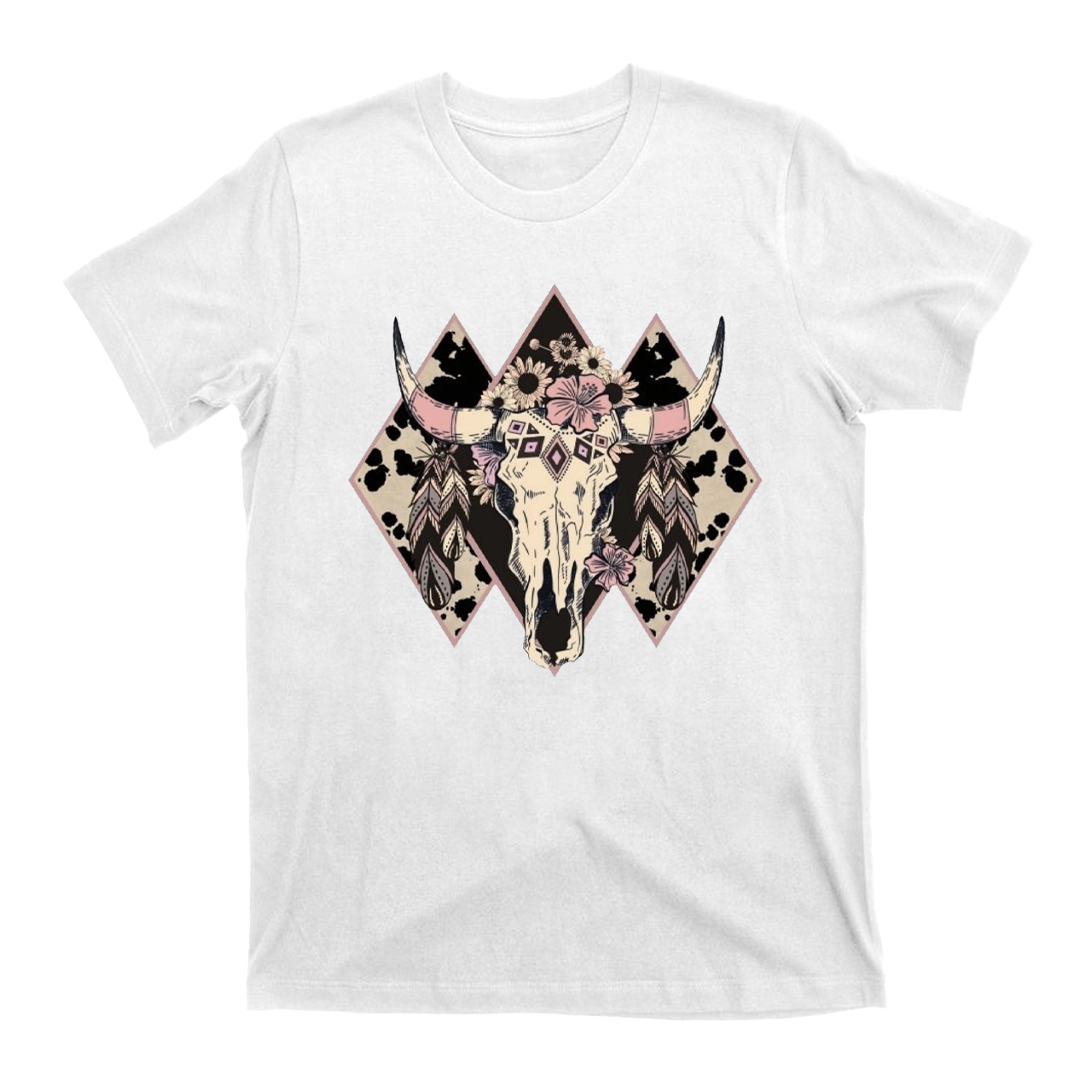 Aztec Western Bull Skull Cowboys  T-Shirts