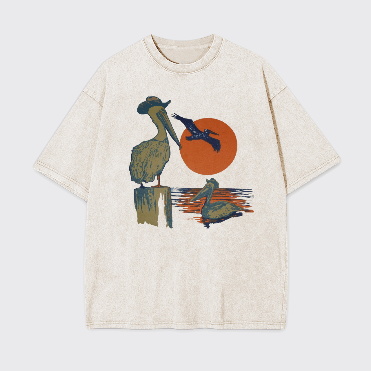 Western Sunset Cowboy Pelican Garment-dye Tees