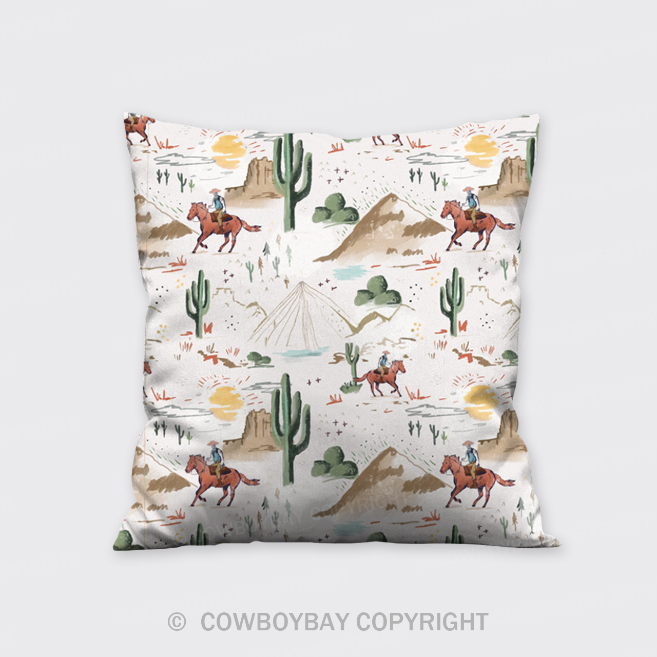 Cactus And Sun Pillow Cover