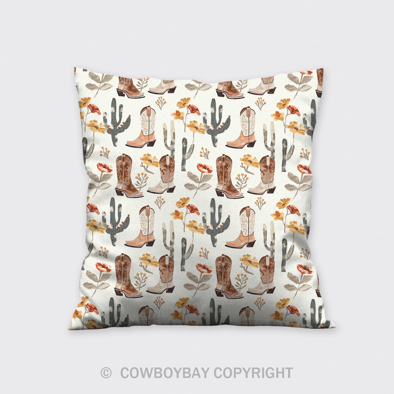 Western Cowgirl Boots Floral Pillow Cover