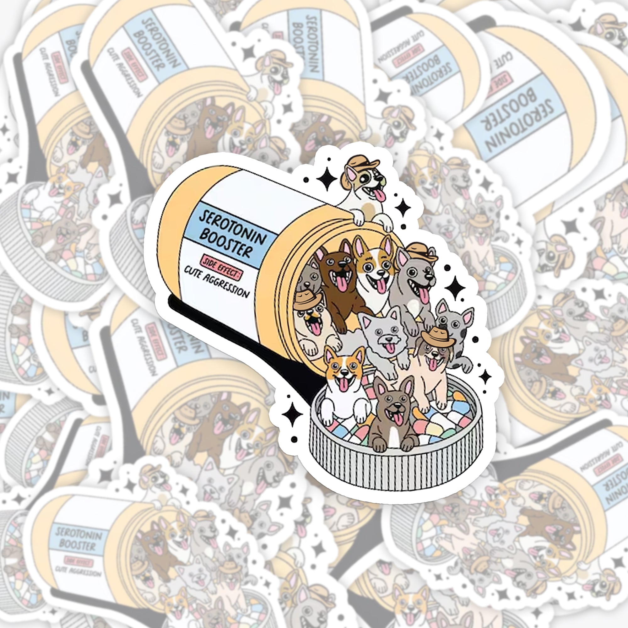 Serotonin Booster Dogs_Cowboybay Sticker