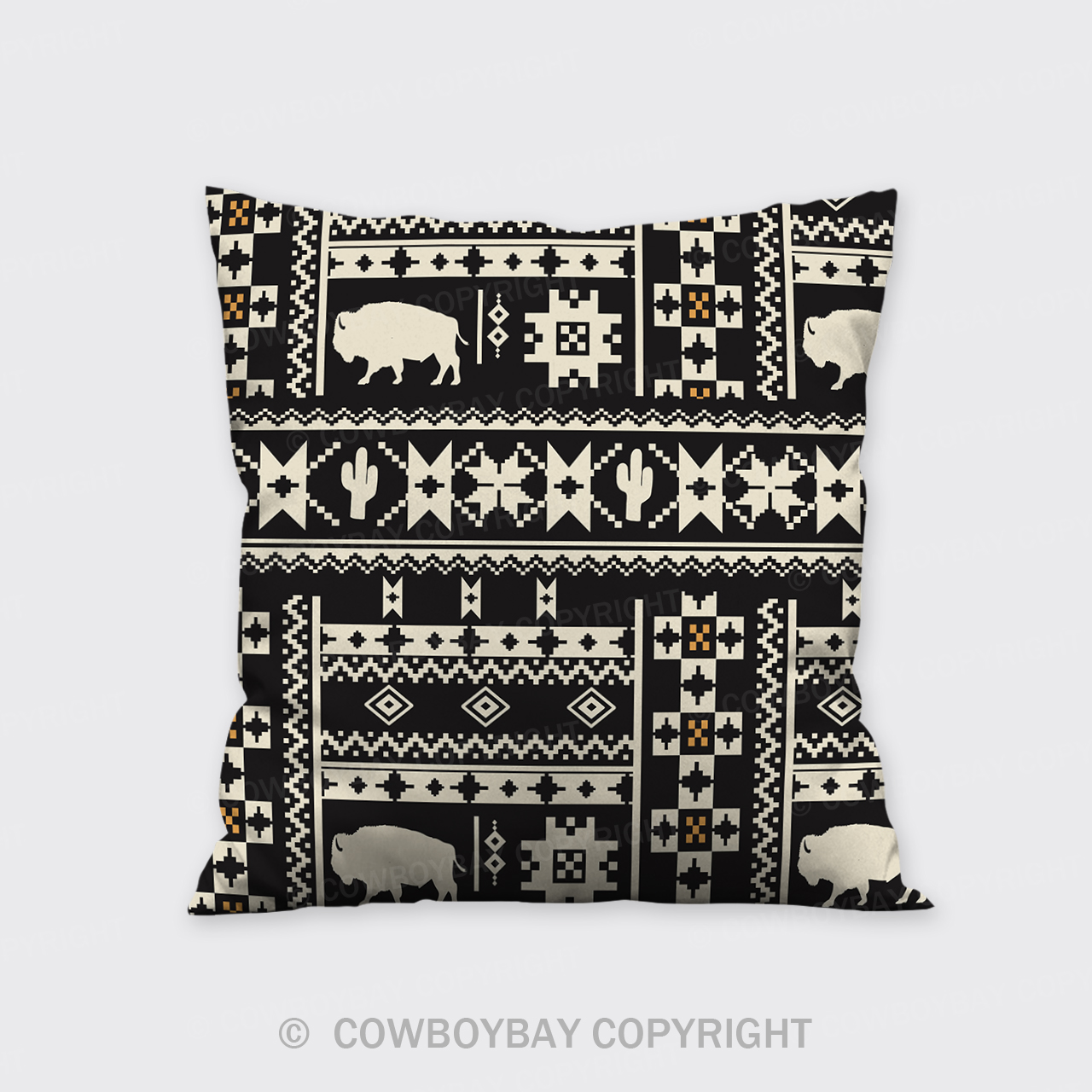Vintage Digital Buffalo Pillow Cover