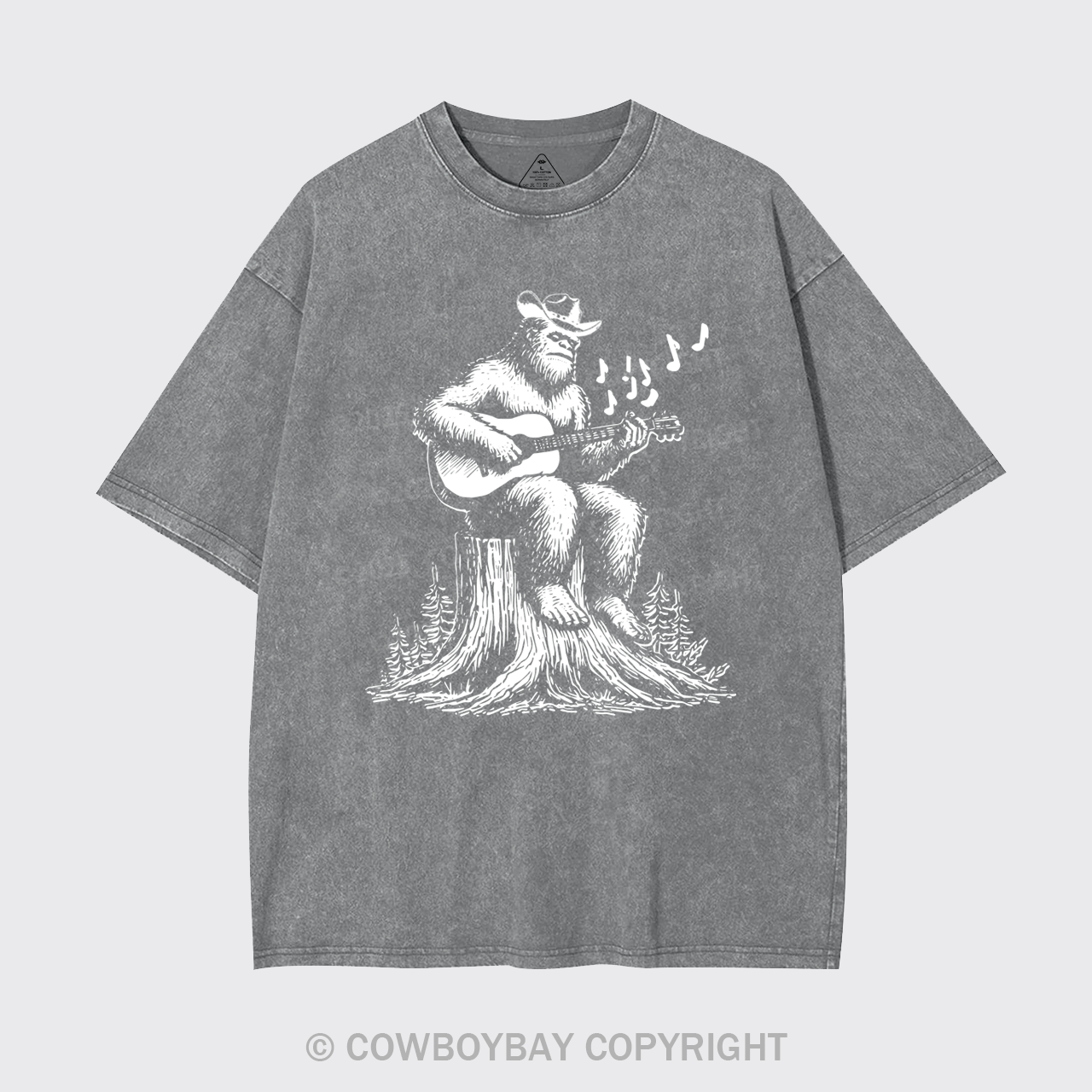Retro Bigfoot Playing Guitar Garment-dye Tees