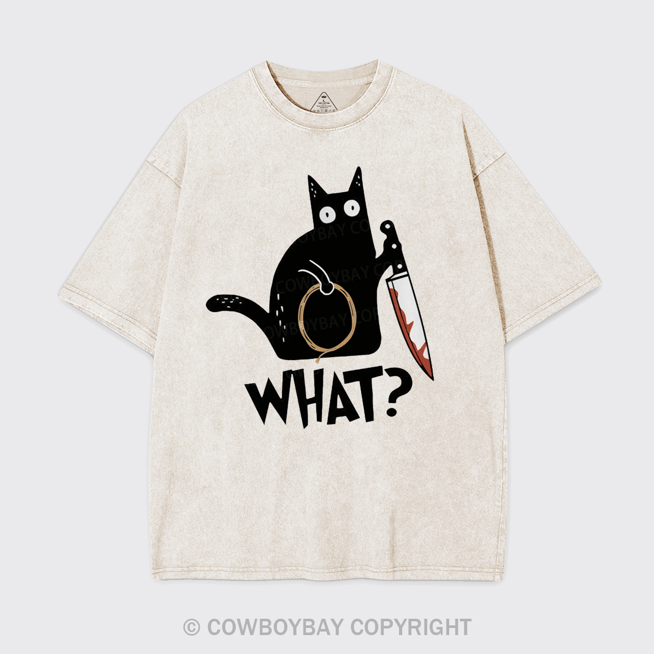 Murderous Black Cat With Knife Garment-dye Tees