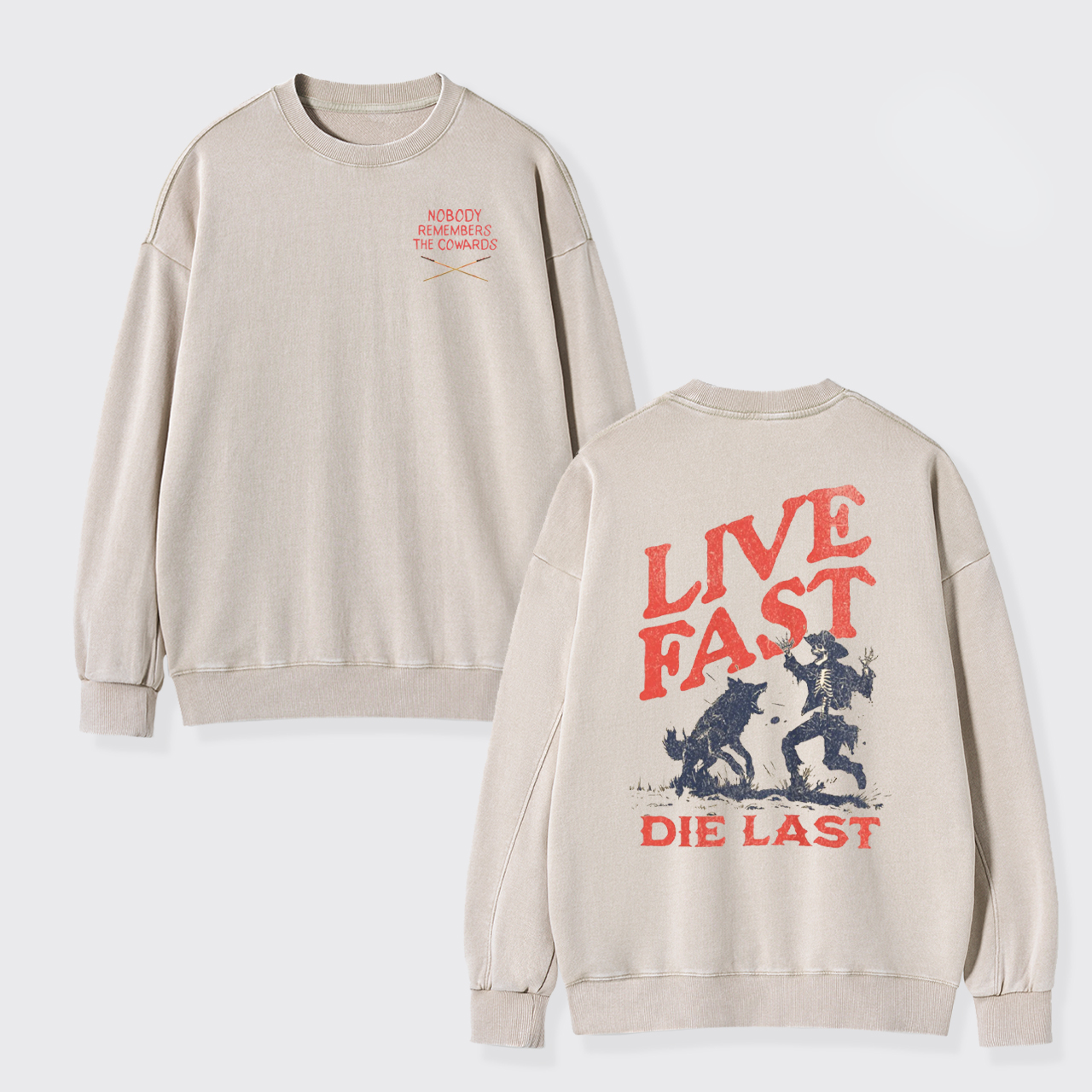 Live Fast Die Last Decoy Washed Sweatshirts