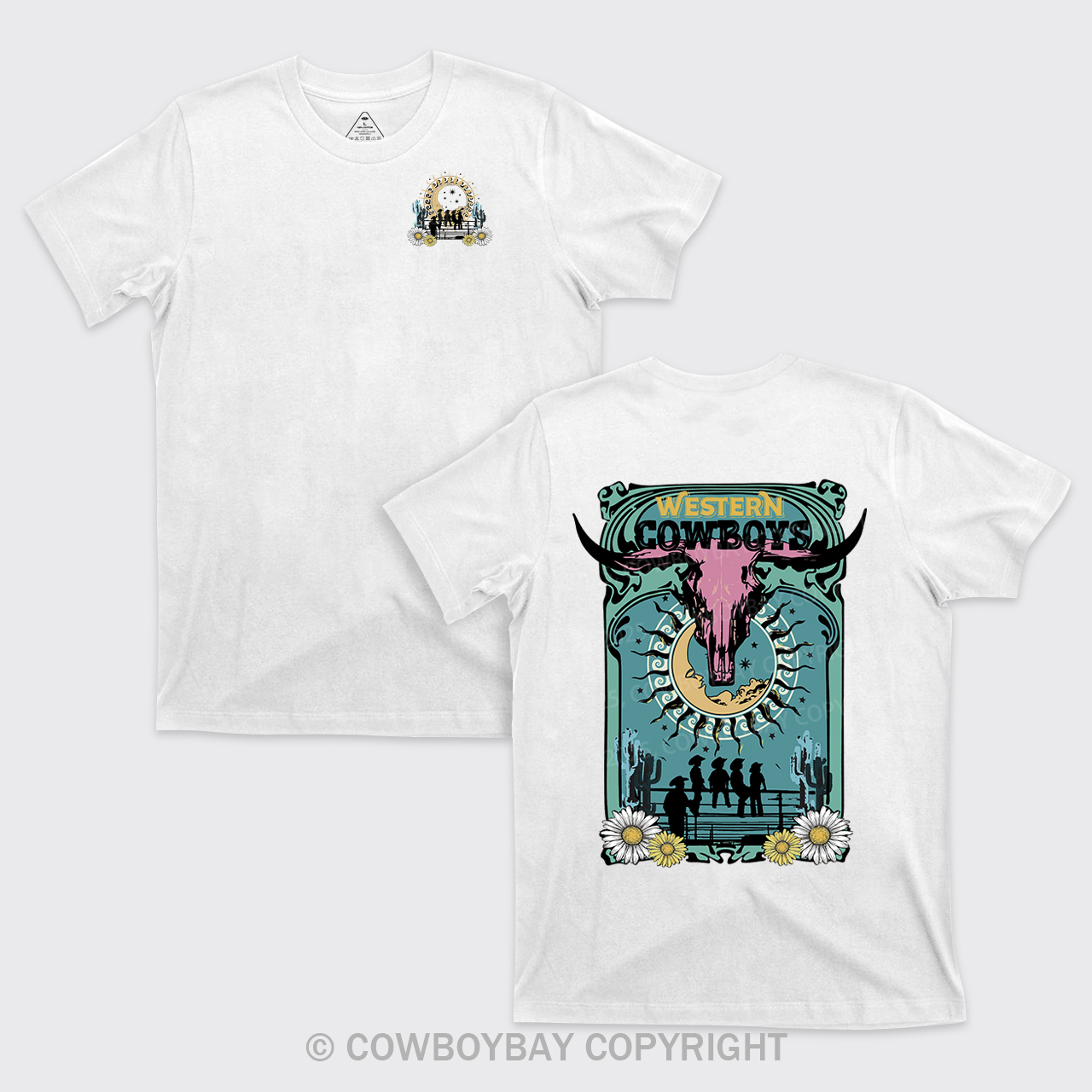Western Cow Skull Retro Cowboy T-Shirts