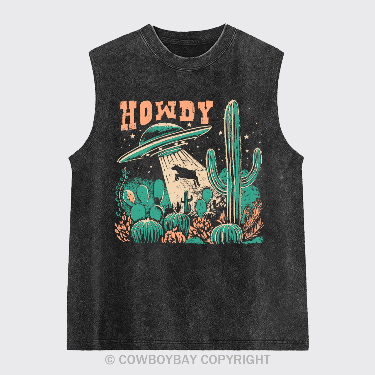 Howdy Cow Abduction Washed Tanks