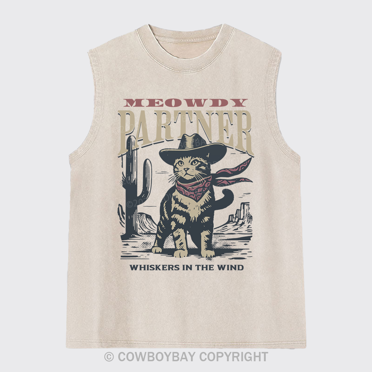 Meowdy Partner Cowboy Cat Washed Tanks
