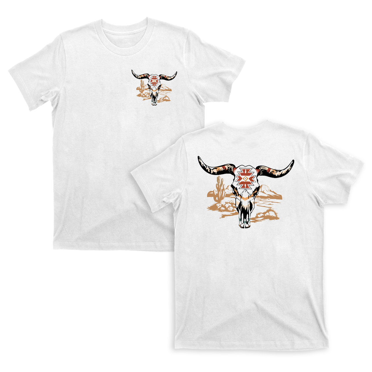 Aztec Bull Skull with Desert T-Shirts