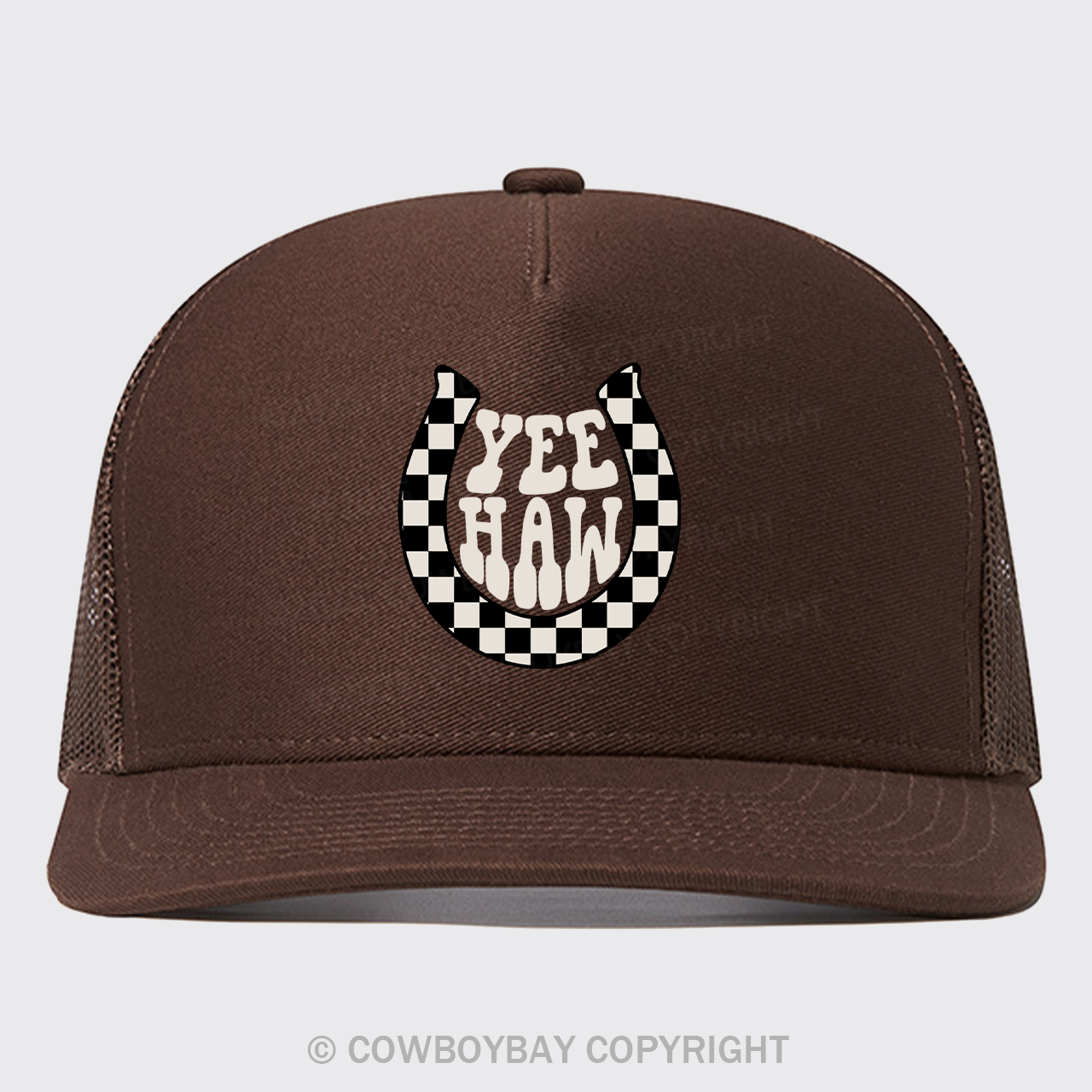 Yeehaw Checkered Trucker Hat