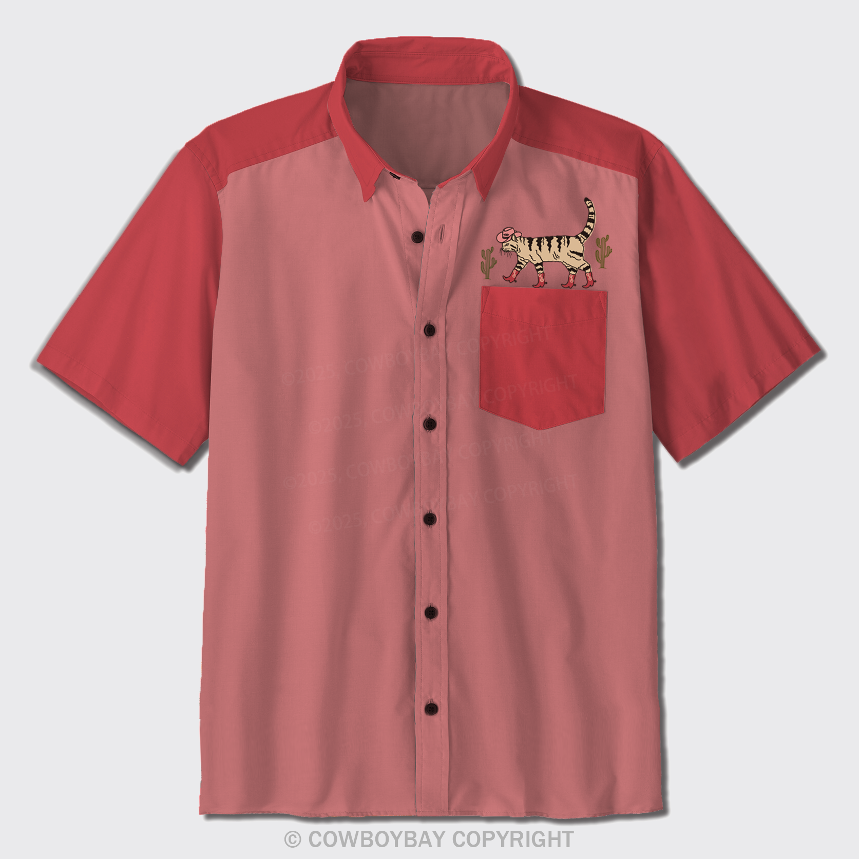 Elegant Cowboy Cat Button Up Shirts