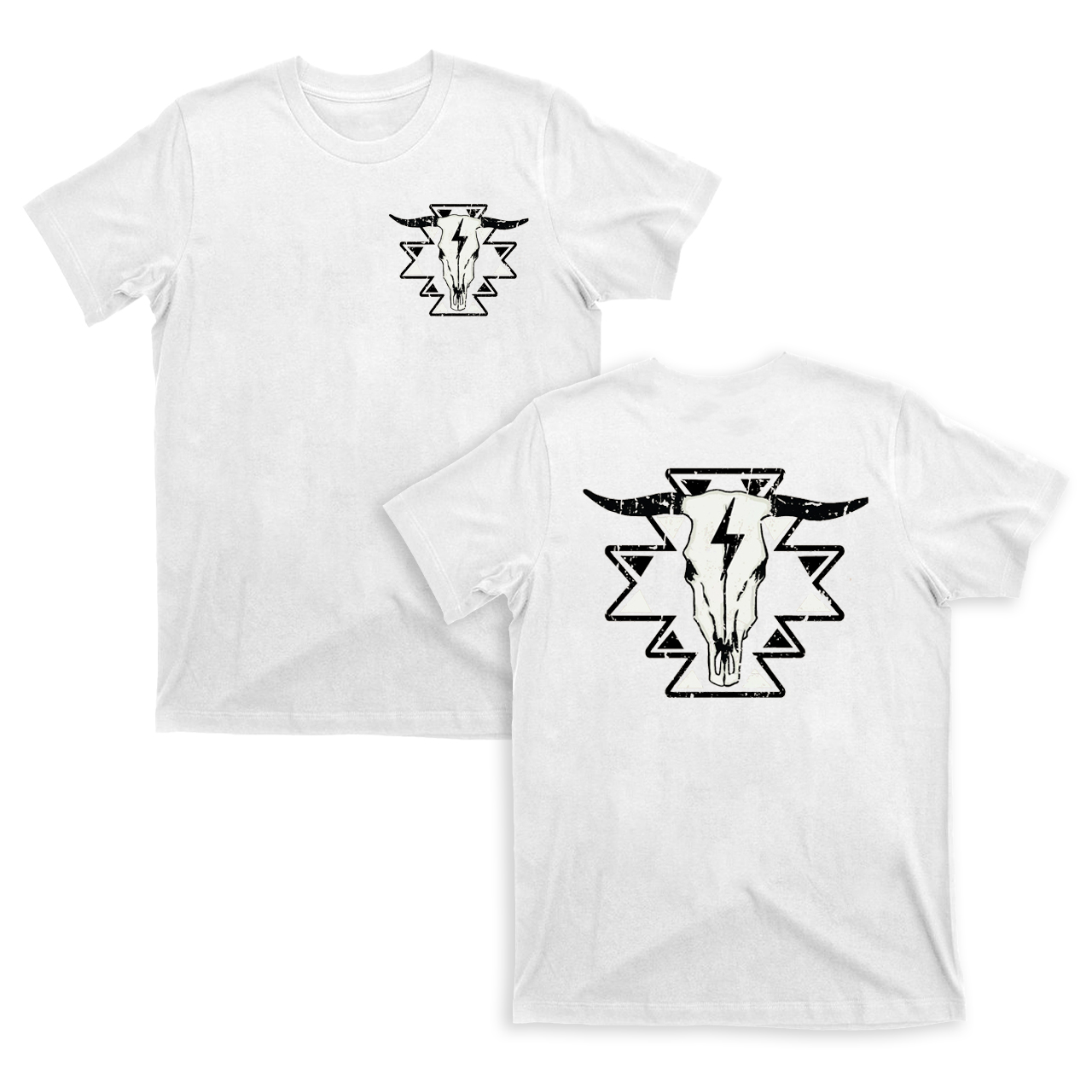 Aztec Cow Skull Lightening Longhorn T-Shirts