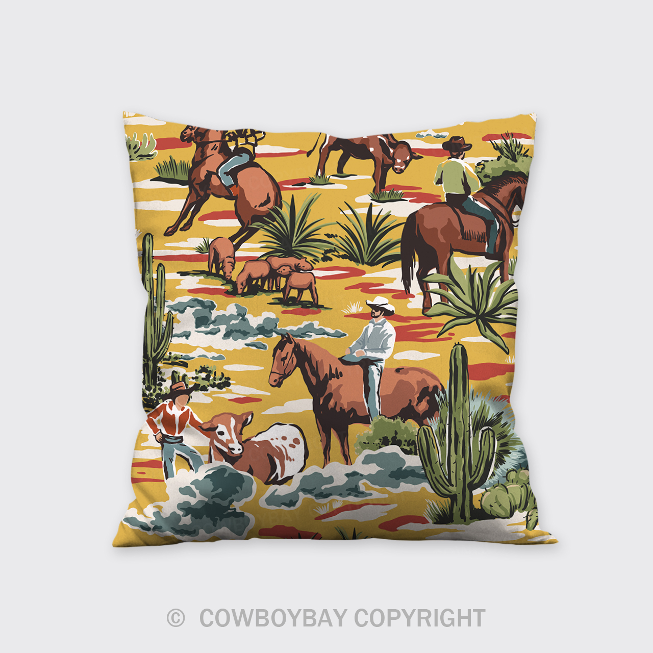 The Original Yeehaw Cowboy Pillow Cover_Yellow
